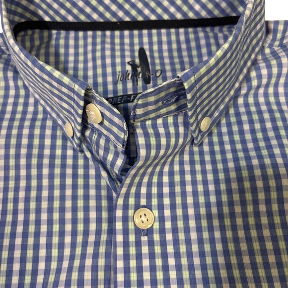johnnie-o Prep-Performance Mens Button Down Shirt Blue Gingham Check Size M - Picture 3 of 11